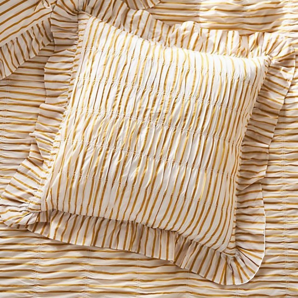 Anthropologie BETSY COTTON RUFFLE STRIPE EURO SHAM Style No.  4540H836AG